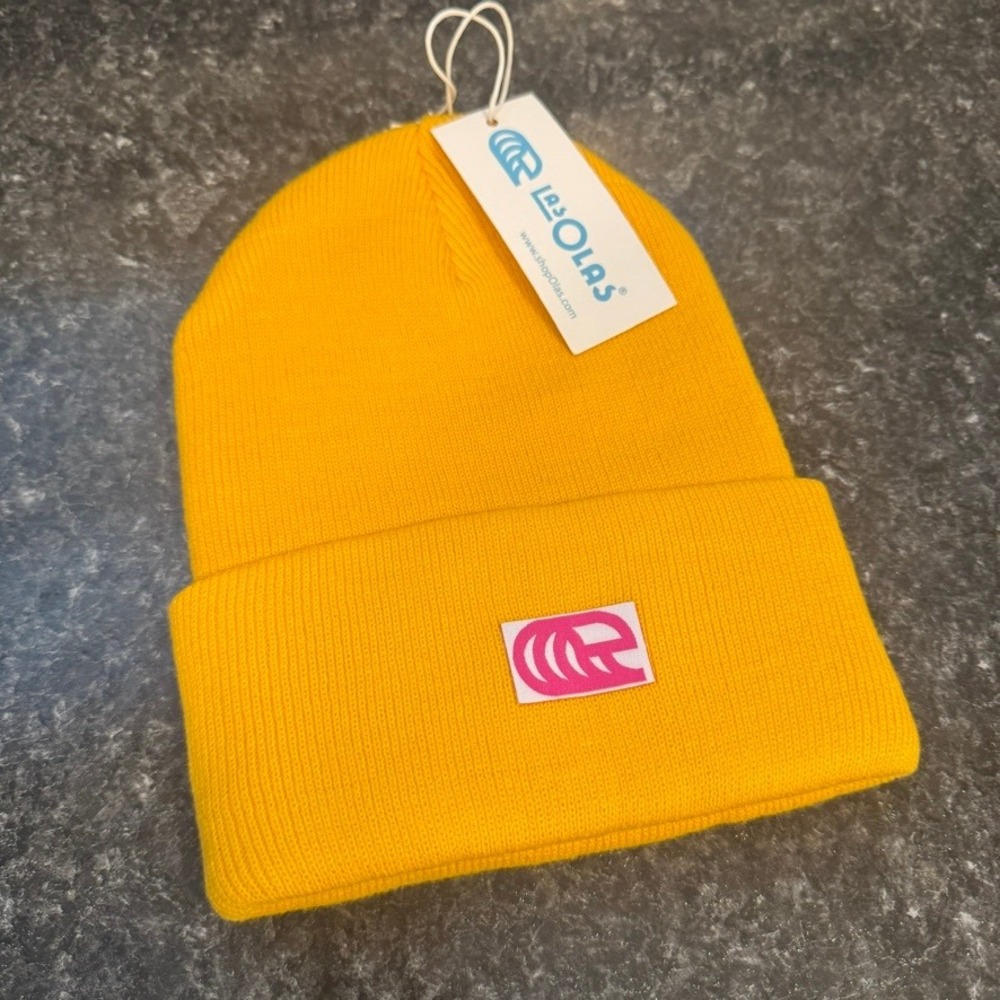Las Olas Yellow and Pink Beanie One Size